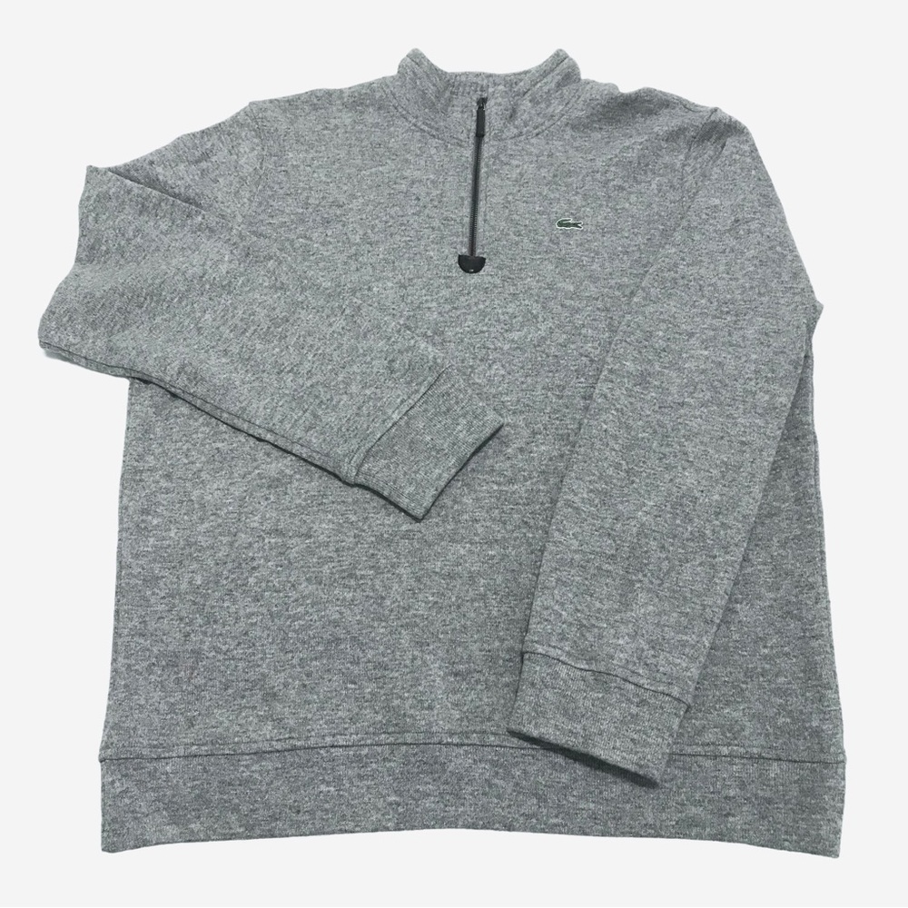 Lacoste Cotton Wool Cashmere Blend 1/2 Zip Sweater in Heathered Gray Size 6